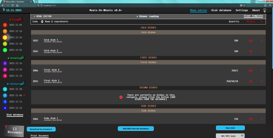 DINNING MENU FOR RESTAURANTS BECOMES "MEALS-ON-WHEELS" AND RECEIVED A BRAND NEW LOOK AND FUNCTIONALITY